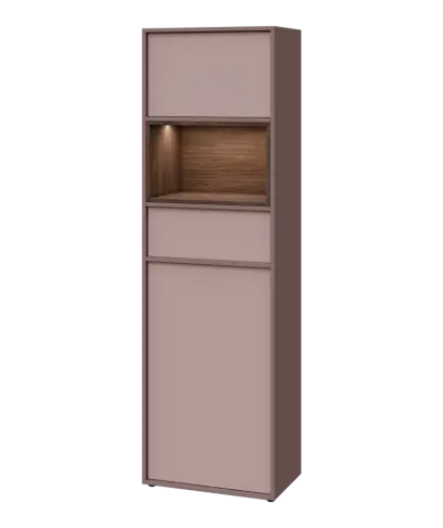 ERY V641 L kancelářská skříň, 1-dveřová/zásuvka/nika/výklop, 2000x600x400, levá, pudrová